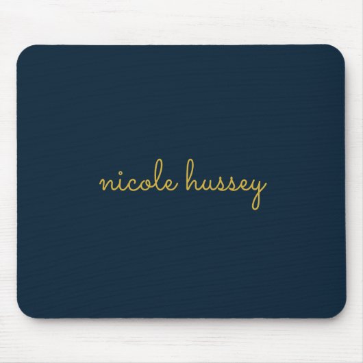 Navy Blue Gold Script  | Stylish Monogram Modern Mousepad (Vorne)