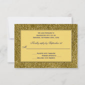 Navy Blue, Gold Scrolled Repcard RSVP Karte (Rückseite)