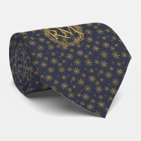 Navy Blue Gold Snowflakes Muster Mit Monogramm