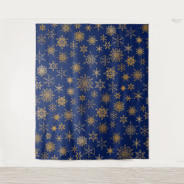 Navy Blue & Gold Sowflake Selfie Foto Hintergrund Wandteppich