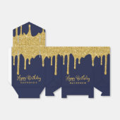 Navy Blue Gold Sparkle Glitzer Tropfen Geburtstag Geschenkschachtel (Ungefaltet)