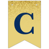 Navy Blue Gold Sparkle Graduate Foto Party Wimpelkette (Zweite Fahne)
