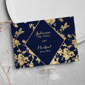 Navy Blue Gold Spitzen Blumenluxus UAWG Einladung