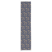 Navy Blue Gold Star Elegante Weihnachten Kurzer Tischläufer (Vorderseite)