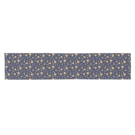 Navy Blue Gold Star Elegante Weihnachten Kurzer Tischläufer (Horizontal)