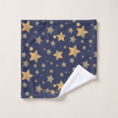 Navy Blue Gold Star Muster Elegante Weihnachten Badhandtuch Set (Waschlappen)
