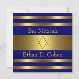 Navy Blue Gold Star von David Bar Mitzvah Einladung