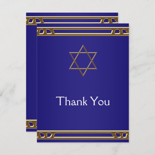 Navy Blue Gold Star von David Dankeschön Karten (Vorne/Hinten)