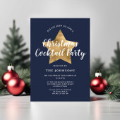 Navy Blue Gold Star Weihnachtscocktail Party Einladung