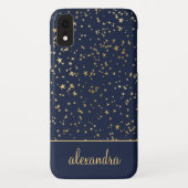 Navy Blue - Gold Stars Celestial Monogram Case-Mate iPhone Hülle (Rückseite)