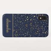 Navy Blue - Gold Stars Celestial Monogram Case-Mate iPhone Hülle (Rückseite (Horizontal))
