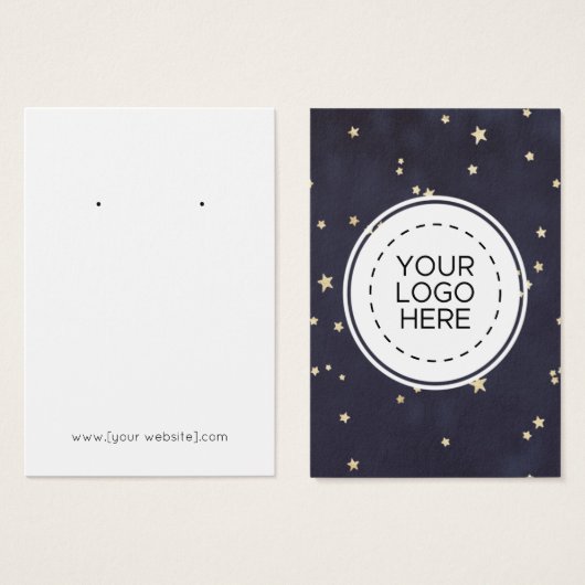 Navy Blue Gold Stars Earring Display Card (Vorne & Hinten)