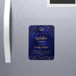 Navy Blue Gold Stars Graduierungsparty Einladung Magnet