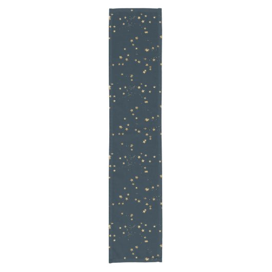 Navy Blue & Gold Stars | Kurzer Tischläufer (Vorderseite)