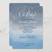 Navy Blue Gold Stars Sky Watercolor Einladung (Vorne/Hinten)