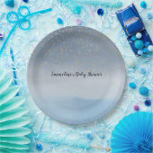 Navy Blue Gold Stars Sky Watercolor Pappteller (Party)