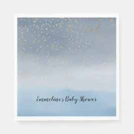 Navy Blue Gold Stars Sky Watercolor Serviette