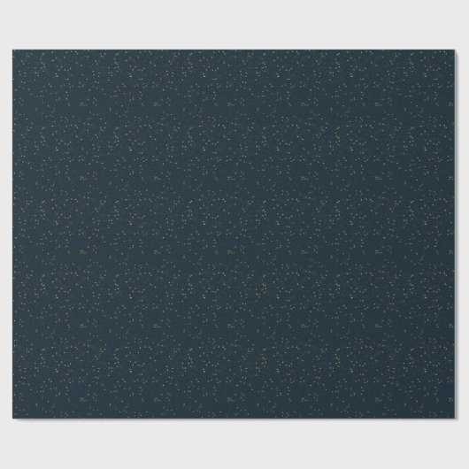 Navy Blue & Gold Stars | Weihnachten Geschenkpapier (Flach)