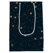 Navy Blue & Gold Stars | Weihnachten Mittlere Geschenktüte (Rückseite)