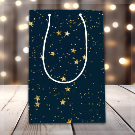 Navy Blue & Gold Stars | Weihnachten Mittlere Geschenktüte