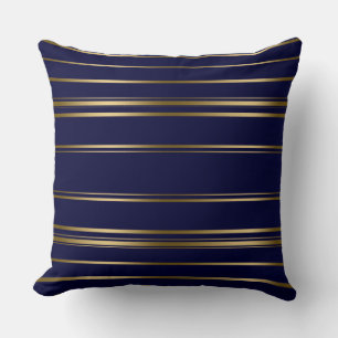 Navy Blue & Gold Streifen Muster Fleece Blanken Kissen