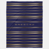 Navy Blue & Gold Streifen Muster Fleecedecke (Vorderseite)