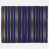 Navy Blue & Gold Streifen Muster Fleecedecke (Vorderseite (Horizontal))