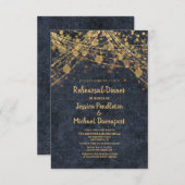 Navy Blue Gold String Lights Bokeh Probe Einladung (Vorne/Hinten)