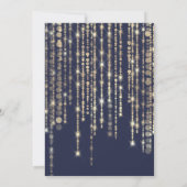Navy Blue Gold String Lights Brautparty Einladung (Rückseite)