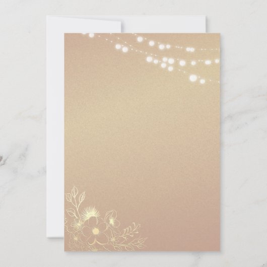 Navy Blue Gold String Lights Hochzeitseinladung Einladung (Rückseite)