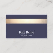 Navy Blue - Gold Stripe Moderne, stilvoll Visitenkarte (Vorderseite)