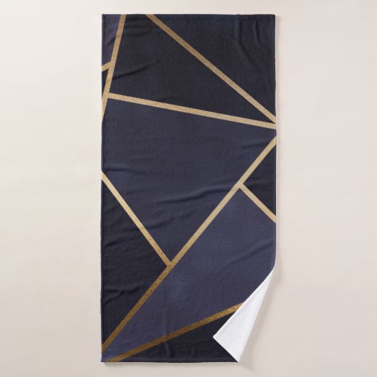 Navy Blue Gold Triangle Geometric Elegany Class Badhandtuch Set (Badehandtuch)
