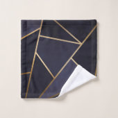 Navy Blue Gold Triangle Geometric Elegany Class Badhandtuch Set (Waschlappen)