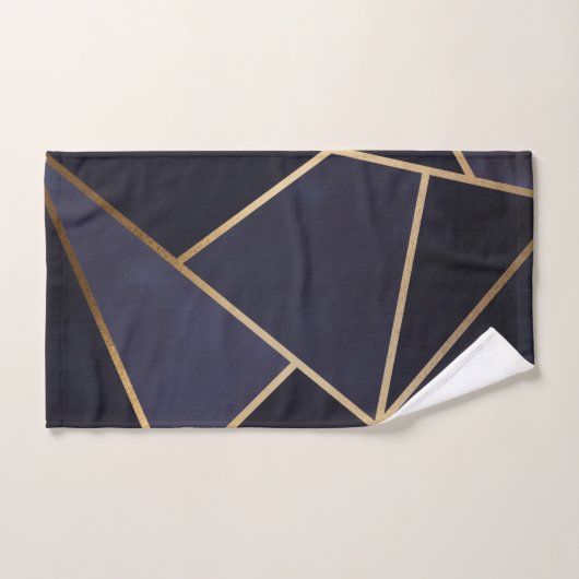 Navy Blue Gold Triangle Geometric Elegany Class Badhandtuch Set (Handtuch)