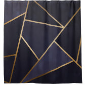 Navy Blue Gold Triangle Geometric Elegany Class Duschvorhang (Vorderseite)