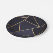 Navy Blue Gold Triangle Geometric Elegany Class Pappteller (Schrägansicht)