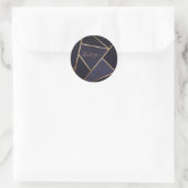 Navy Blue Gold Triangle Geometric Elegany Class Runder Aufkleber (Tasche)