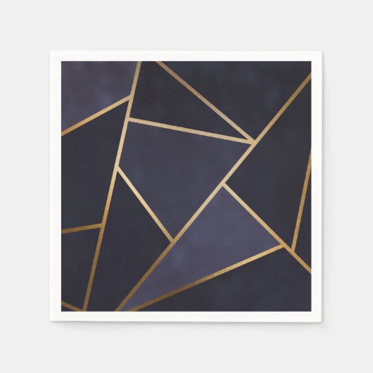 Navy Blue Gold Triangle Geometric Elegany Class Serviette (Vorderseite)