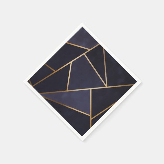 Navy Blue Gold Triangle Geometric Elegany Class Serviette (Ecke)