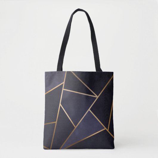 Navy Blue Gold Triangle Geometric Elegany Class Tasche (Vorderseite)