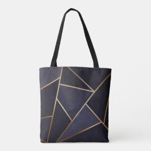 Navy Blue Gold Triangle Geometric Elegany Class Tasche