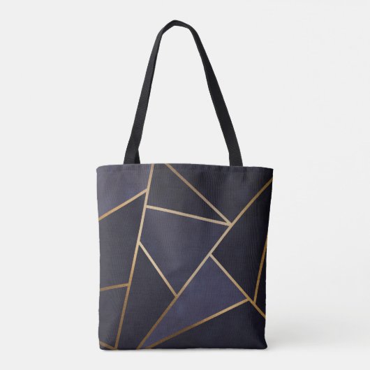 Navy Blue Gold Triangle Geometric Elegany Class Tasche (Rückseite)