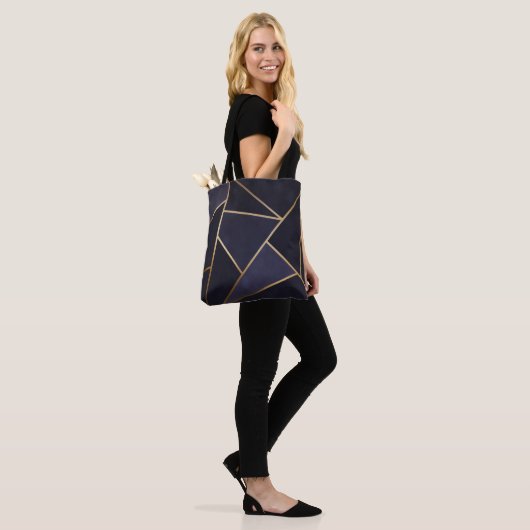 Navy Blue Gold Triangle Geometric Elegany Class Tasche (Am Model)