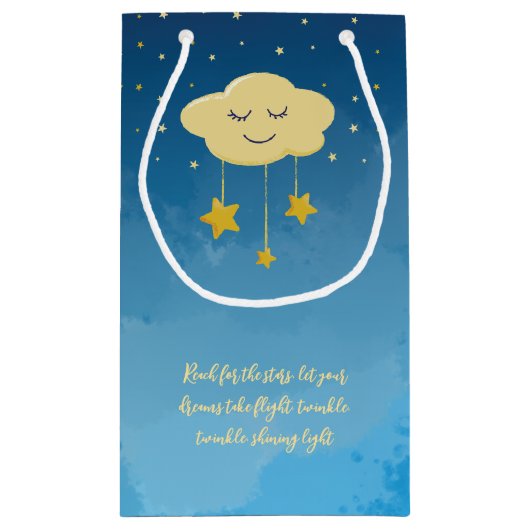 Navy Blue Gold Twinkle Little Star Kleine Geschenktüte (Rückseite)