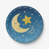 Navy Blue Gold Twinkle Little Star Pappteller (Vorderseite)