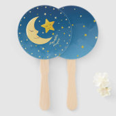 Navy Blue Gold Twinkle Little Star Set Fans Fächer (Vorne und Hinten)