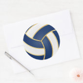 Navy Blue, Gold und White Volleyball Runder Aufkleber (Umschlag)