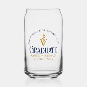 Navy Blue Gold Veterinary School Abschluss Custom Dosenglas