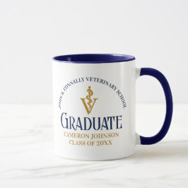 Navy Blue Gold Veterinary School Abschluss Custom Tasse