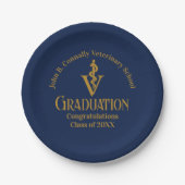 Navy Blue Gold Veterinary School Graduation Party Pappteller (Vorderseite)